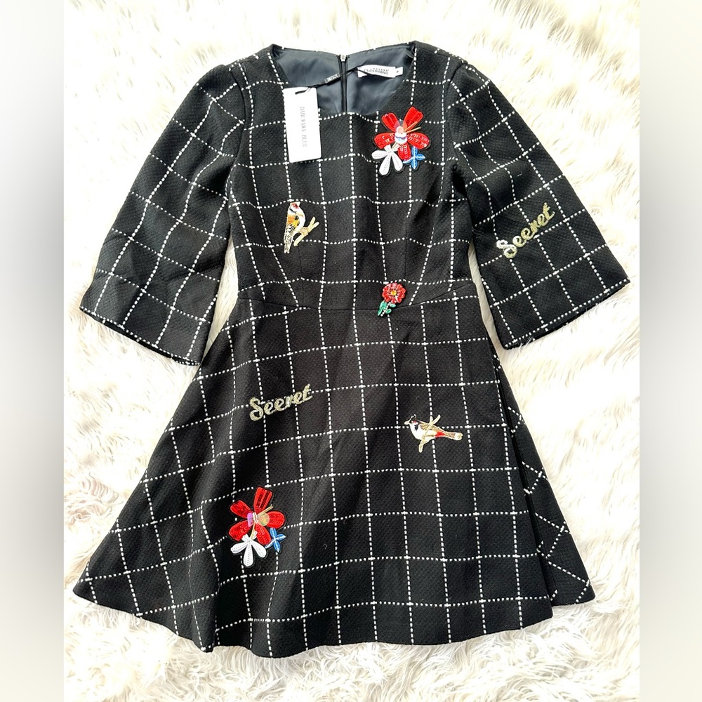 Black Plaid Dabuwawa Dress Size Medium